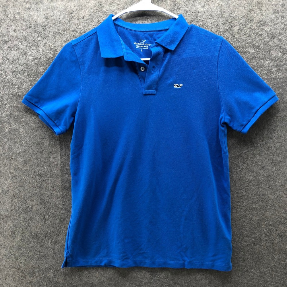 Vineyard Vines Heritage Polo Shirt Boys L (16) Blue Short Sleeve Cotton